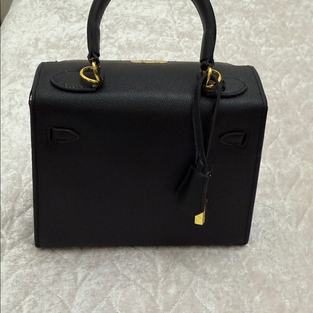 Elegant Black Handbag, genuine leather” Hermes “style - Picture 6 of 8